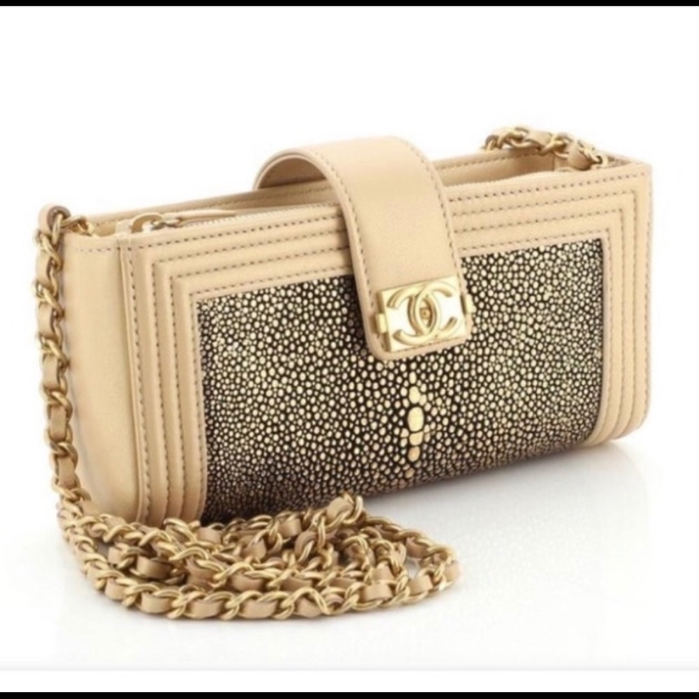 Chanel boy string ray leather mini